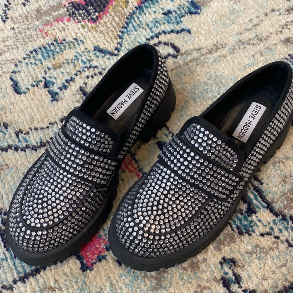 Steve Madden crystal lug sole loafers